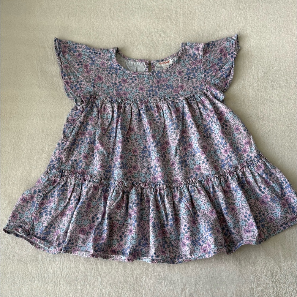 Cat & Jack Floral Kids Blouse - Pink and Blue Size: L (Kids) 10-12